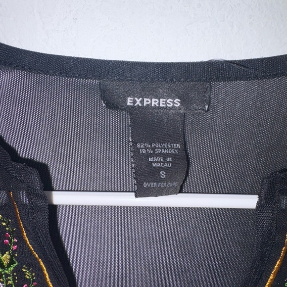 Express Embroidered Mesh Flutter Sleeve Blouse - Picture 5 of 10